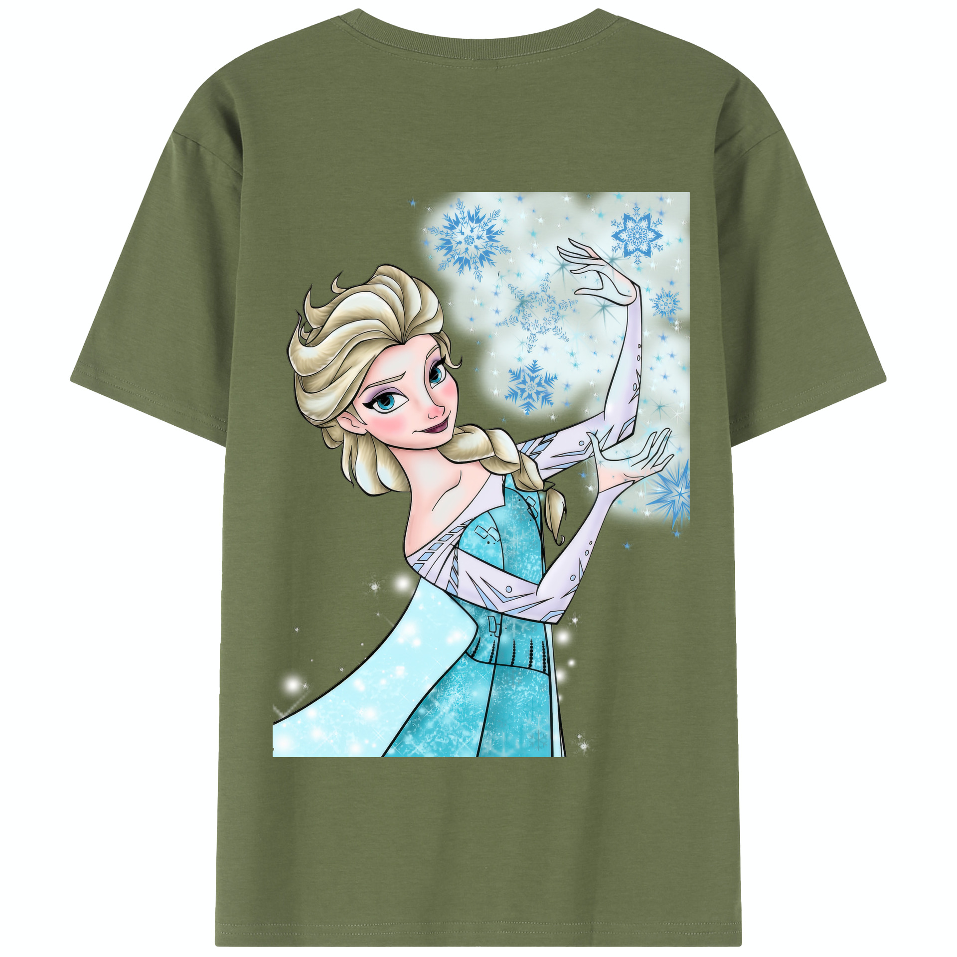 （画像用） アナと雪の女王 アンナ エルサ Frozen Anna Elsa 綿100％半袖Tシャツ（背面プリント）